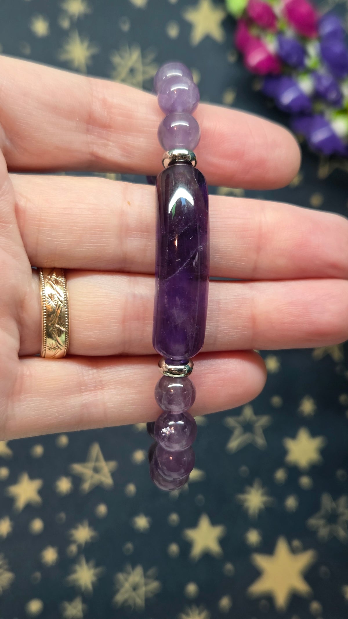 8mm Crystal Beaded Bracelet with Bar (Pick your own)