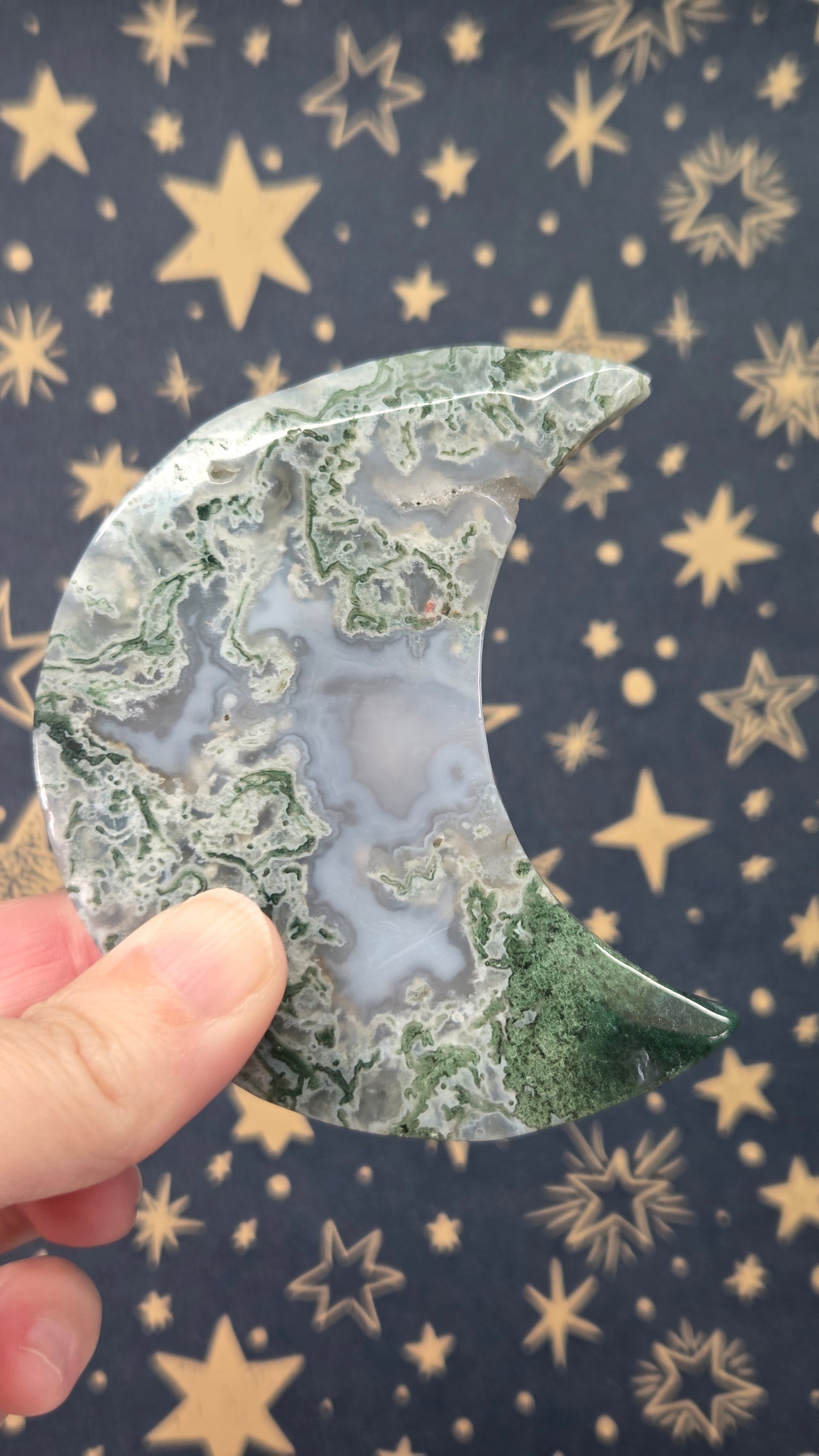 Moss Agate Moon (Pick your own)