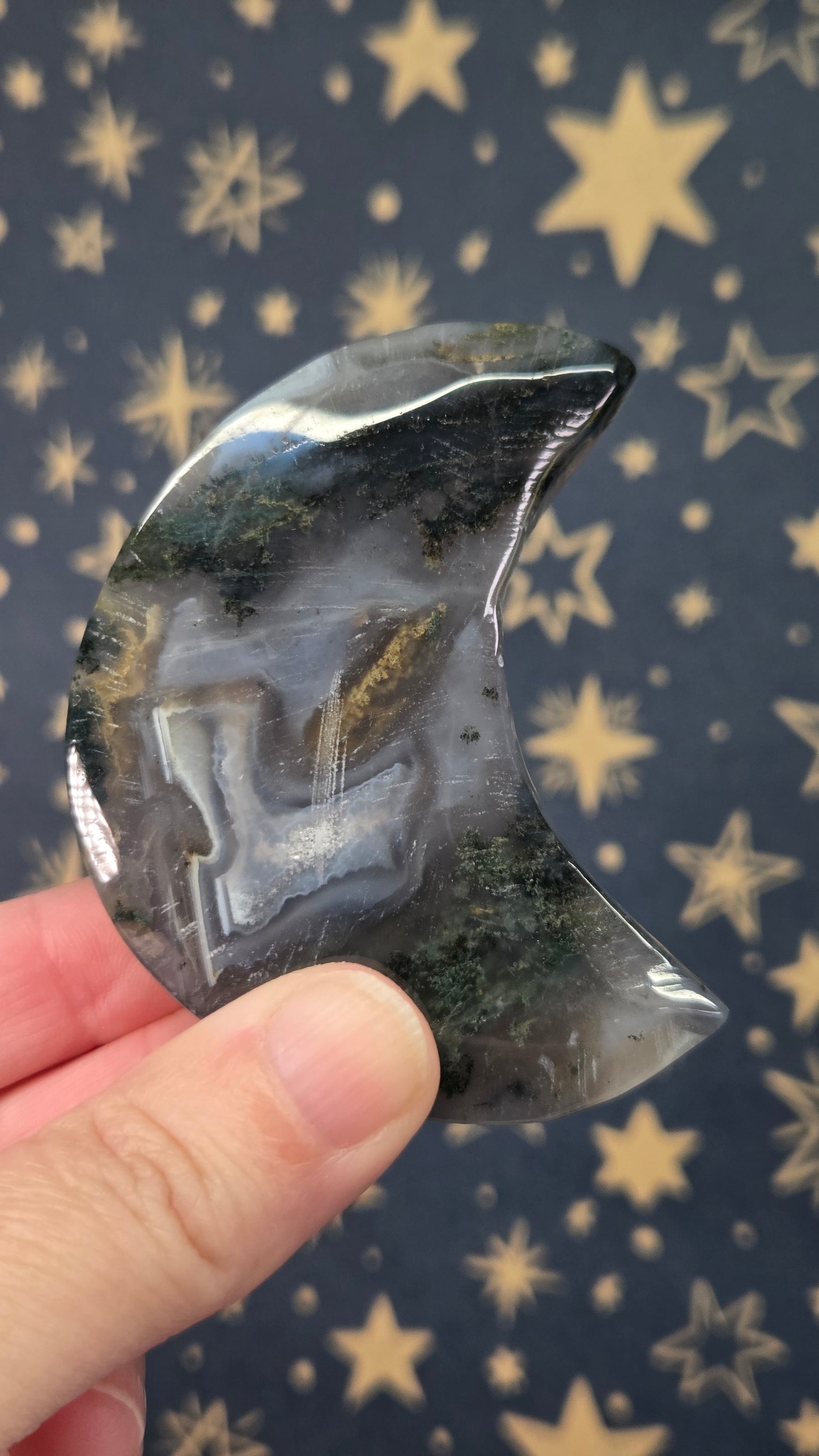 Moss Agate Moon (Pick your own)