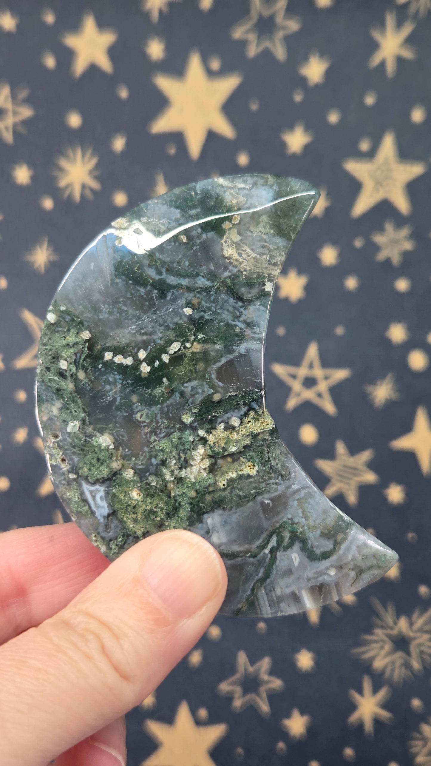 Moss Agate Moon (Pick your own)