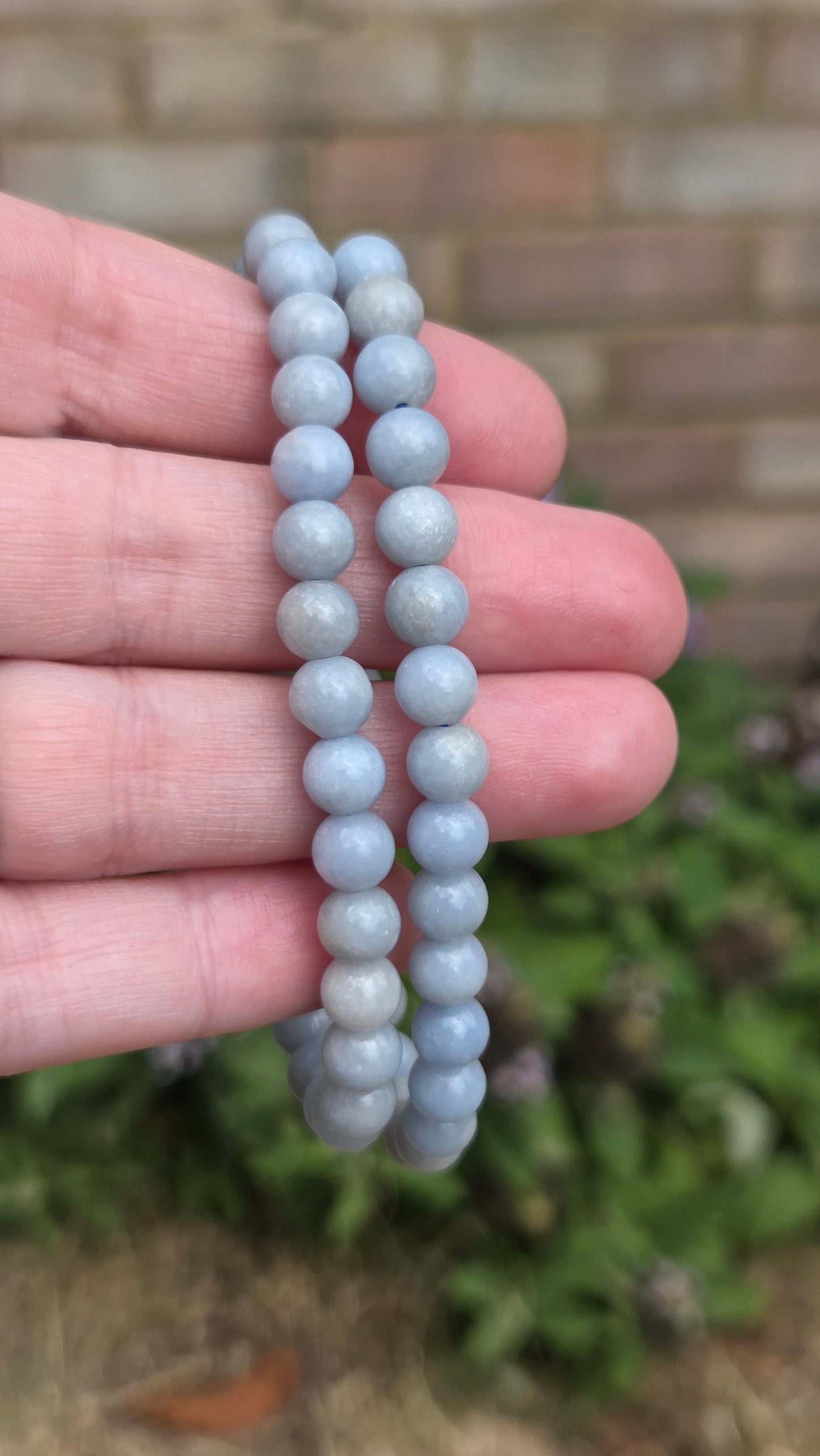 Angelite 6mm Crystal Beaded Bracelet x1
