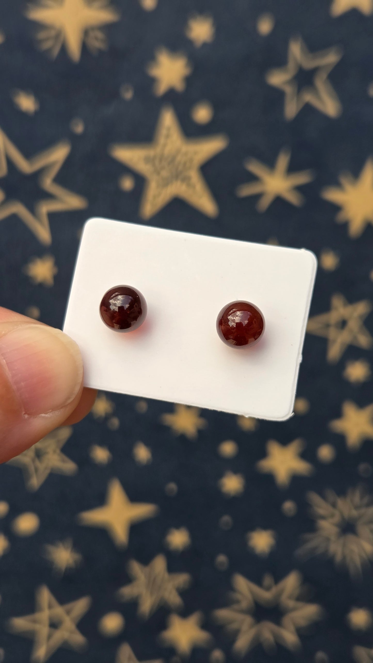 Garnet Crystal Ball 925 Sterling Silver Stud Earrings