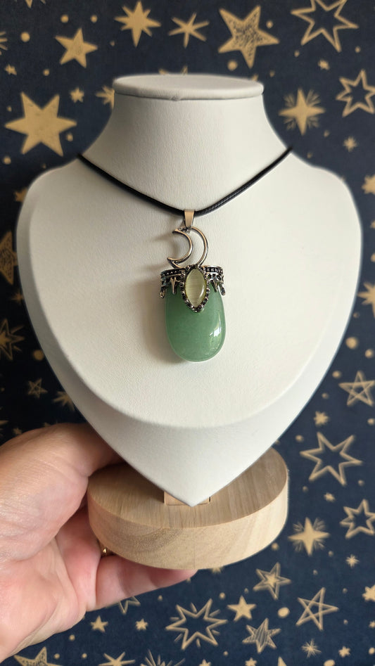 Green Aventurine Moon Necklace/Pendant