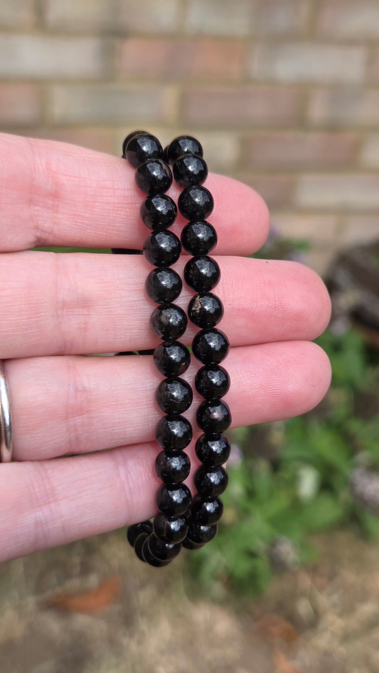 Black Tourmaline 6mm Crystal Beaded Bracelet x1