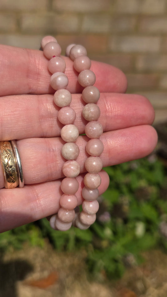 Pink Opal 6mm Crystal Beaded Bracelet x1