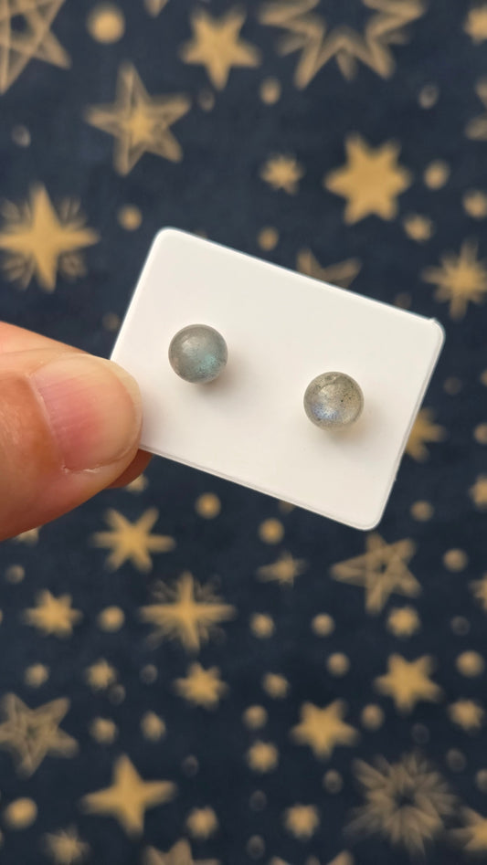 Labradorite Crystal Ball 925 Sterling Silver Stud Earrings