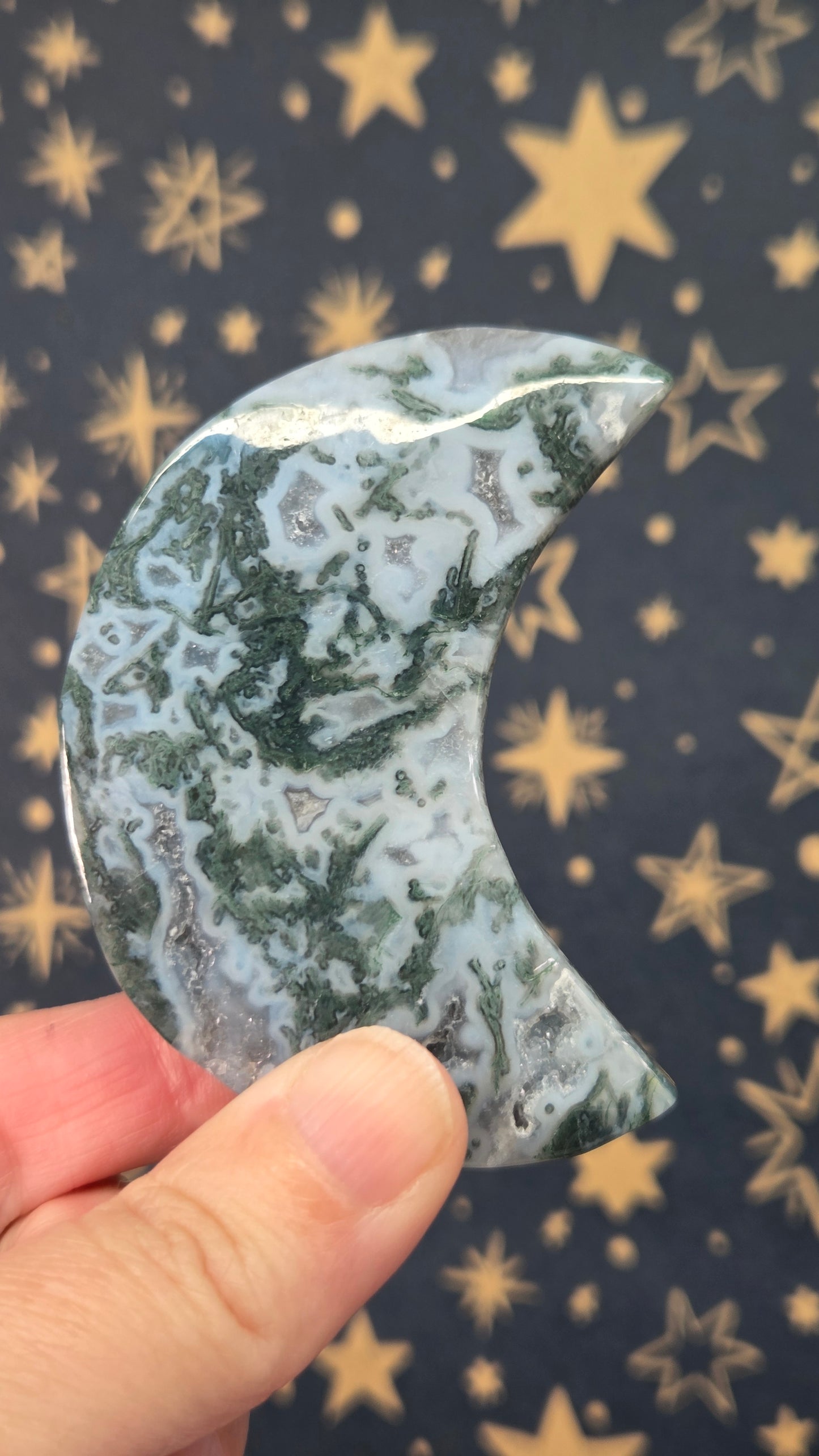 Moss Agate Moon (Pick your own)