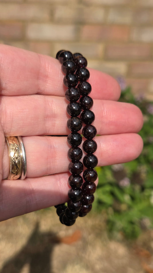 Dark Garnet 6mm Crystal Beaded Bracelet x1