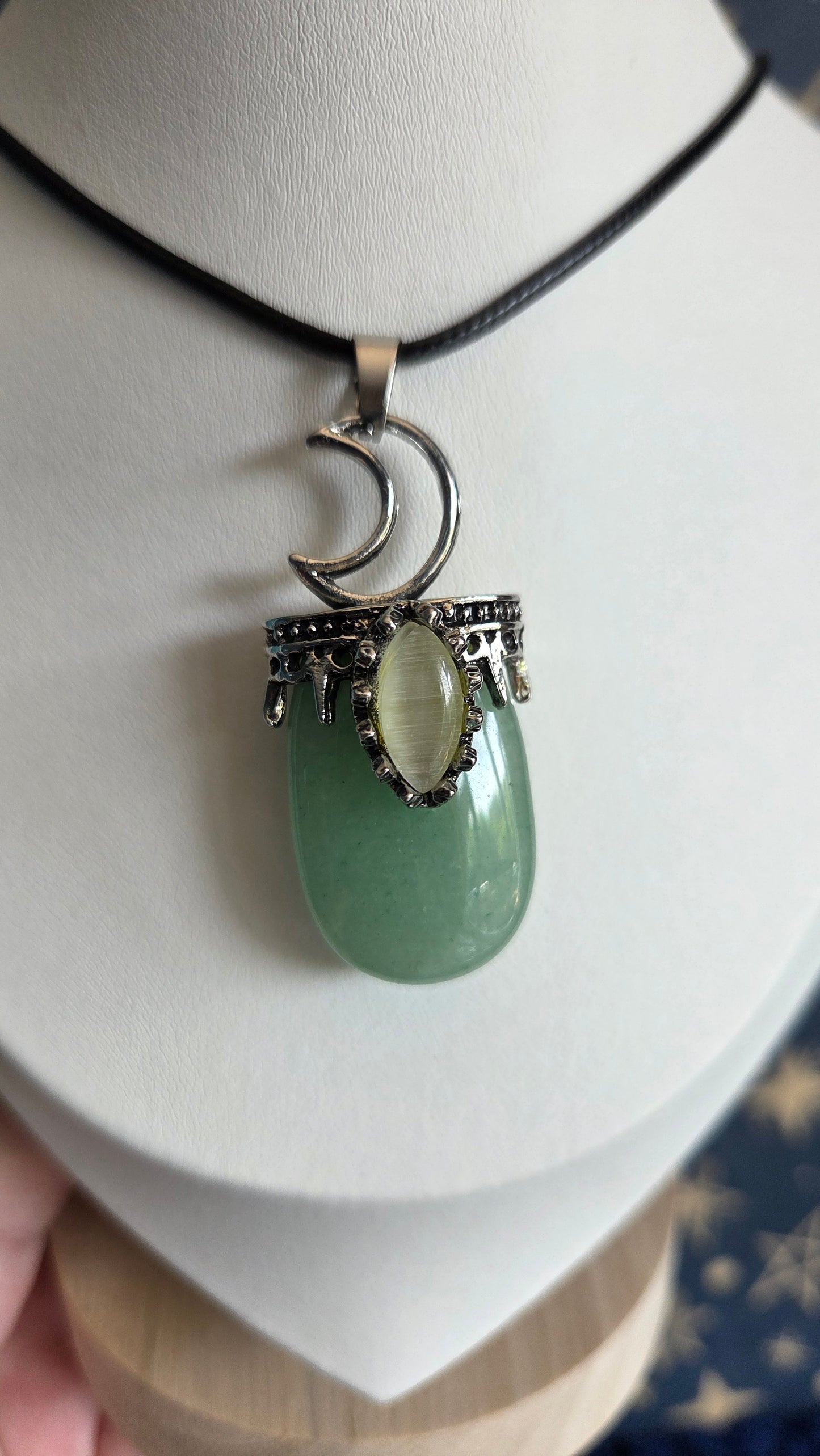 Green Aventurine Moon Necklace/Pendant
