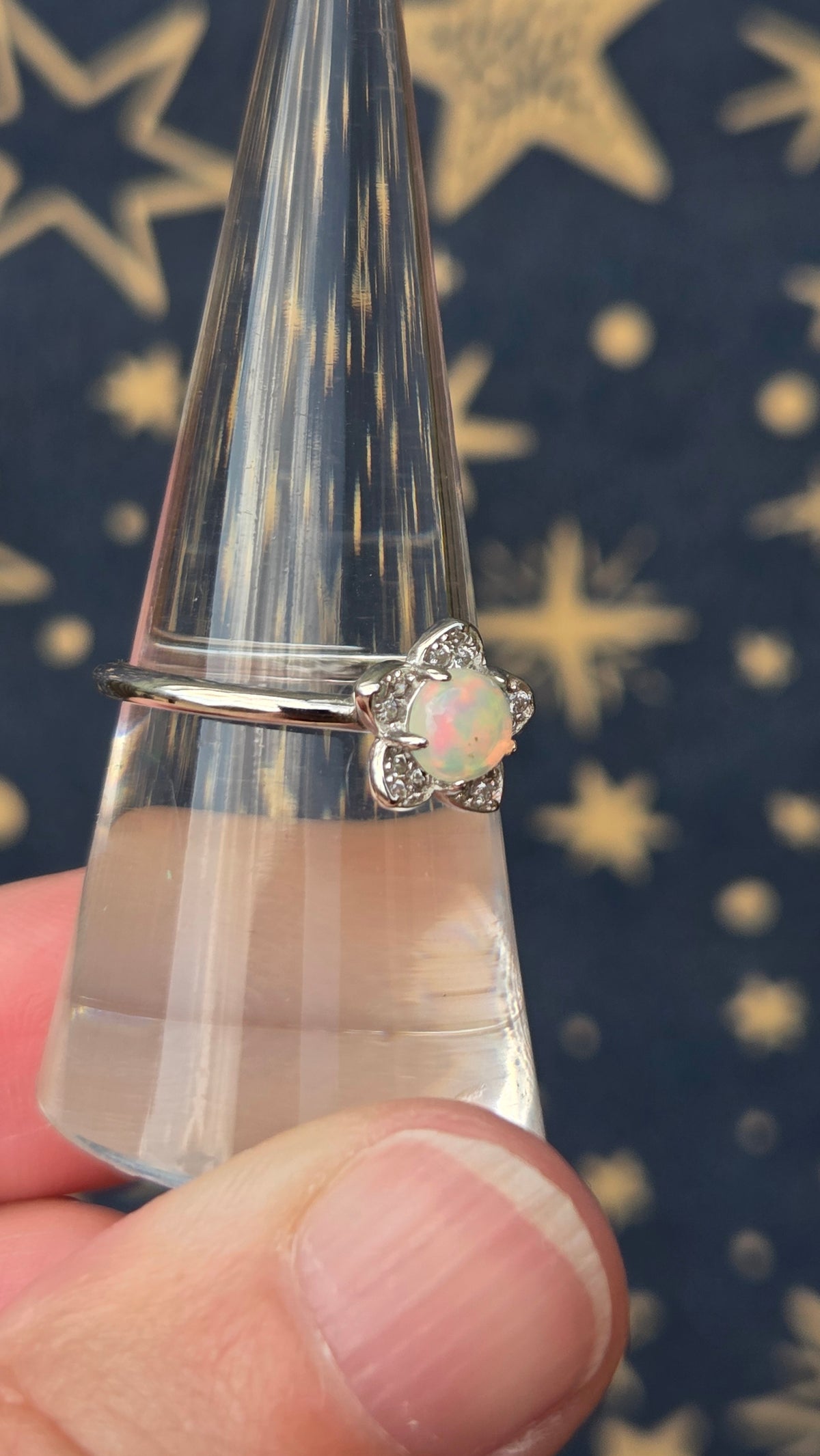 Opal Flower 925 Sterling Silver Adjustable Ring