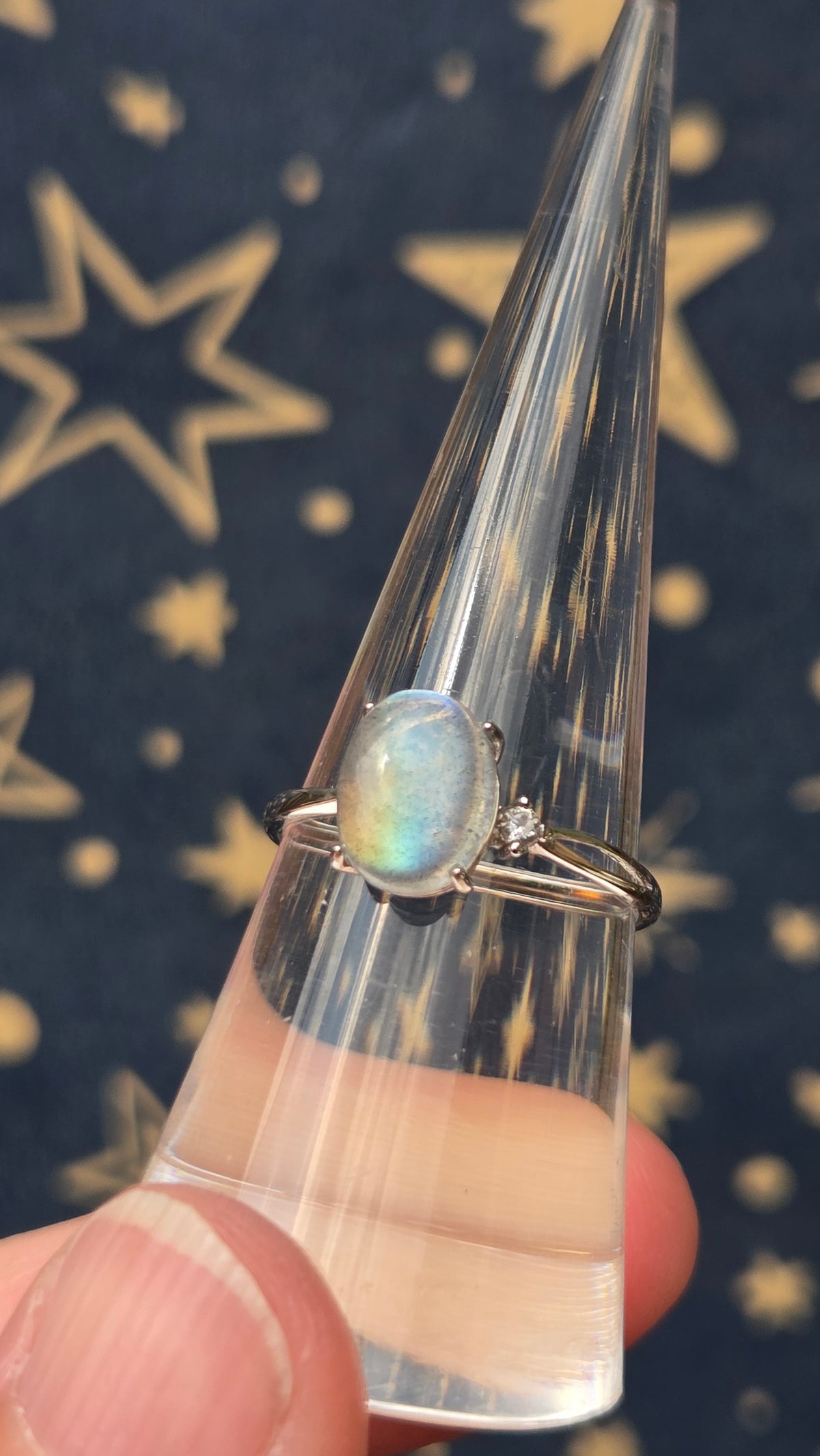 Labradorite Oval 925 Sterling Silver Adjustable Ring with bling