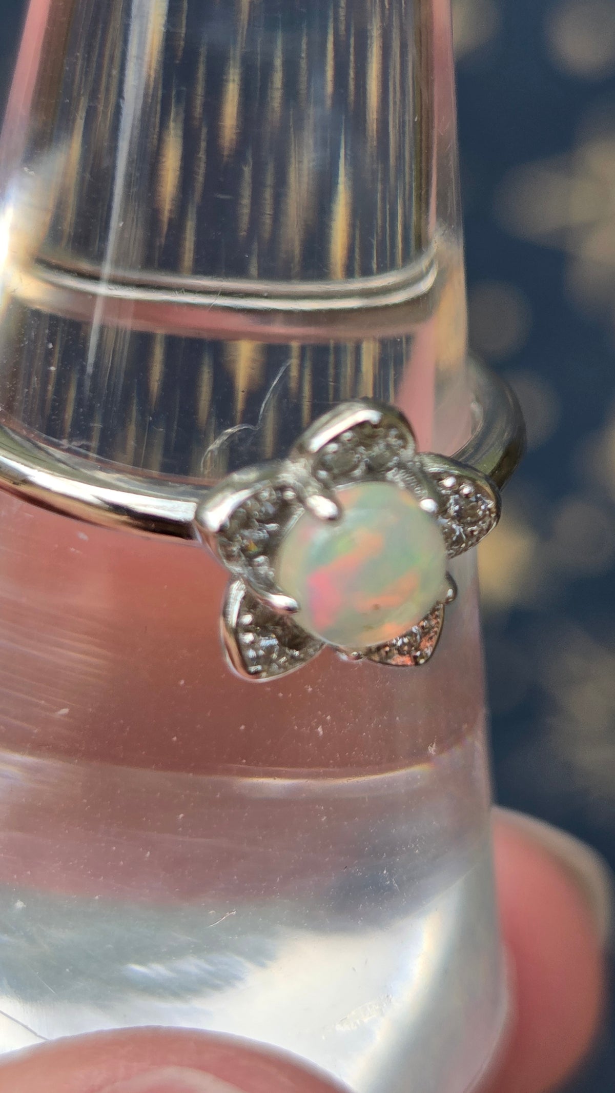 Opal Flower 925 Sterling Silver Adjustable Ring