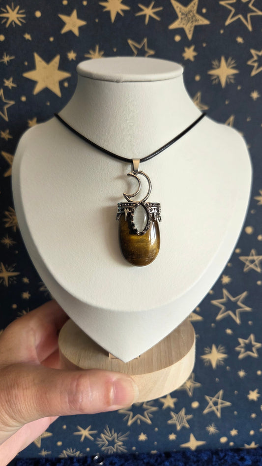Tigers Eye Moon Necklace/Pendant