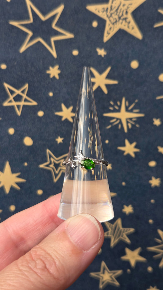 Diopside Starburst 925 Sterling Silver Adjustable Ring