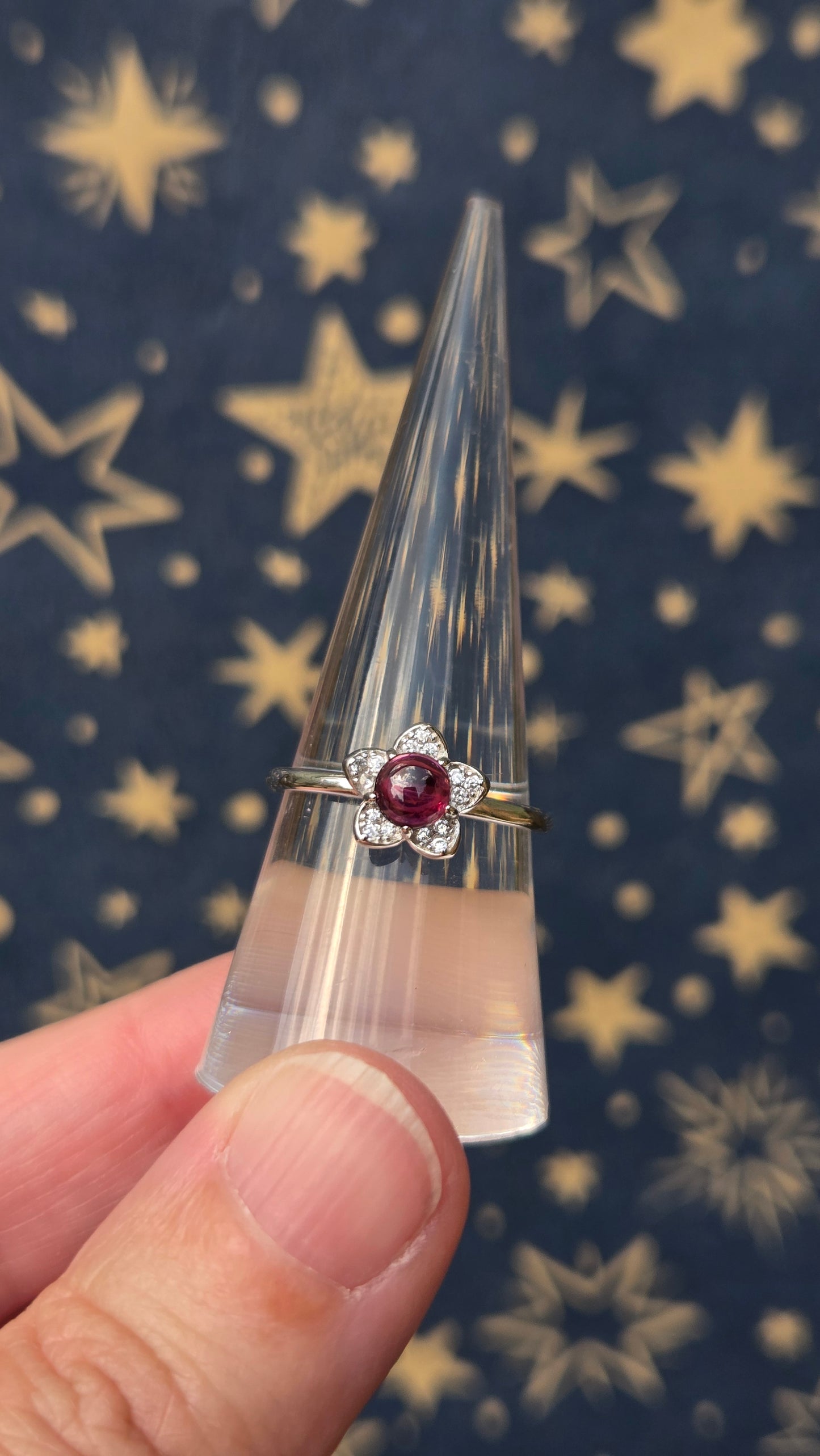 Pink Tourmaline Flower 925 Sterling Silver Adjustable Ring