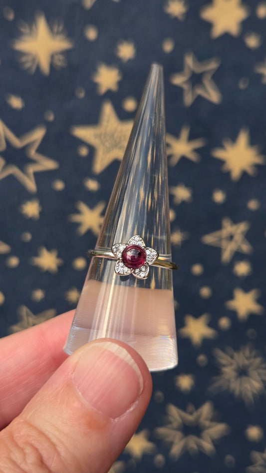 Pink Tourmaline Flower 925 Sterling Silver Adjustable Ring