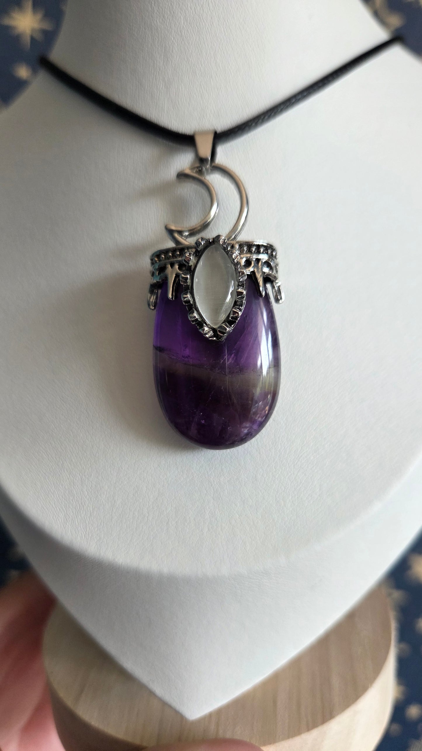 Dream Amethyst Moon Necklace/Pendant
