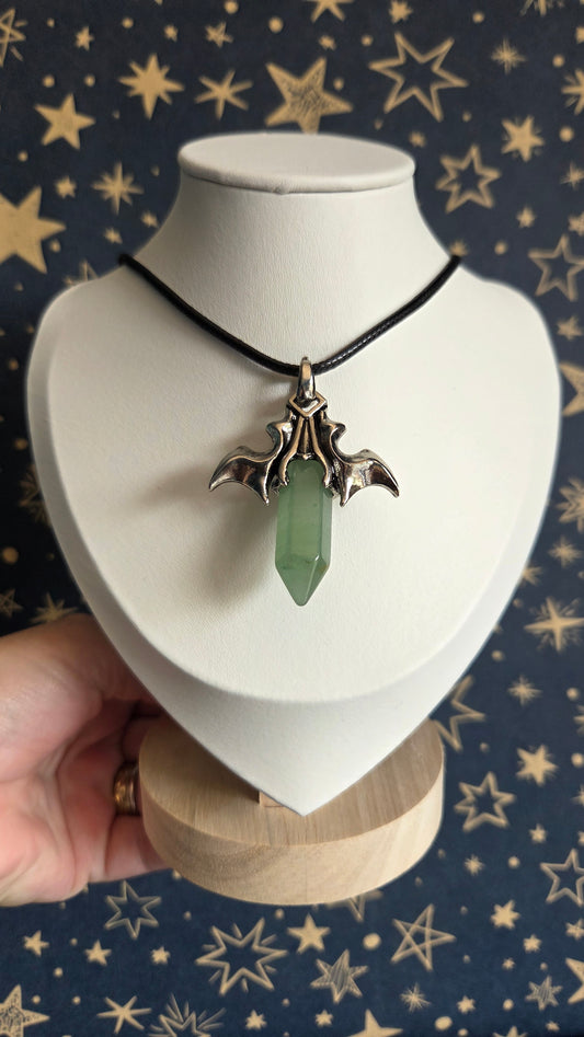 Green Aventurine Bat Point Necklace/Pendant