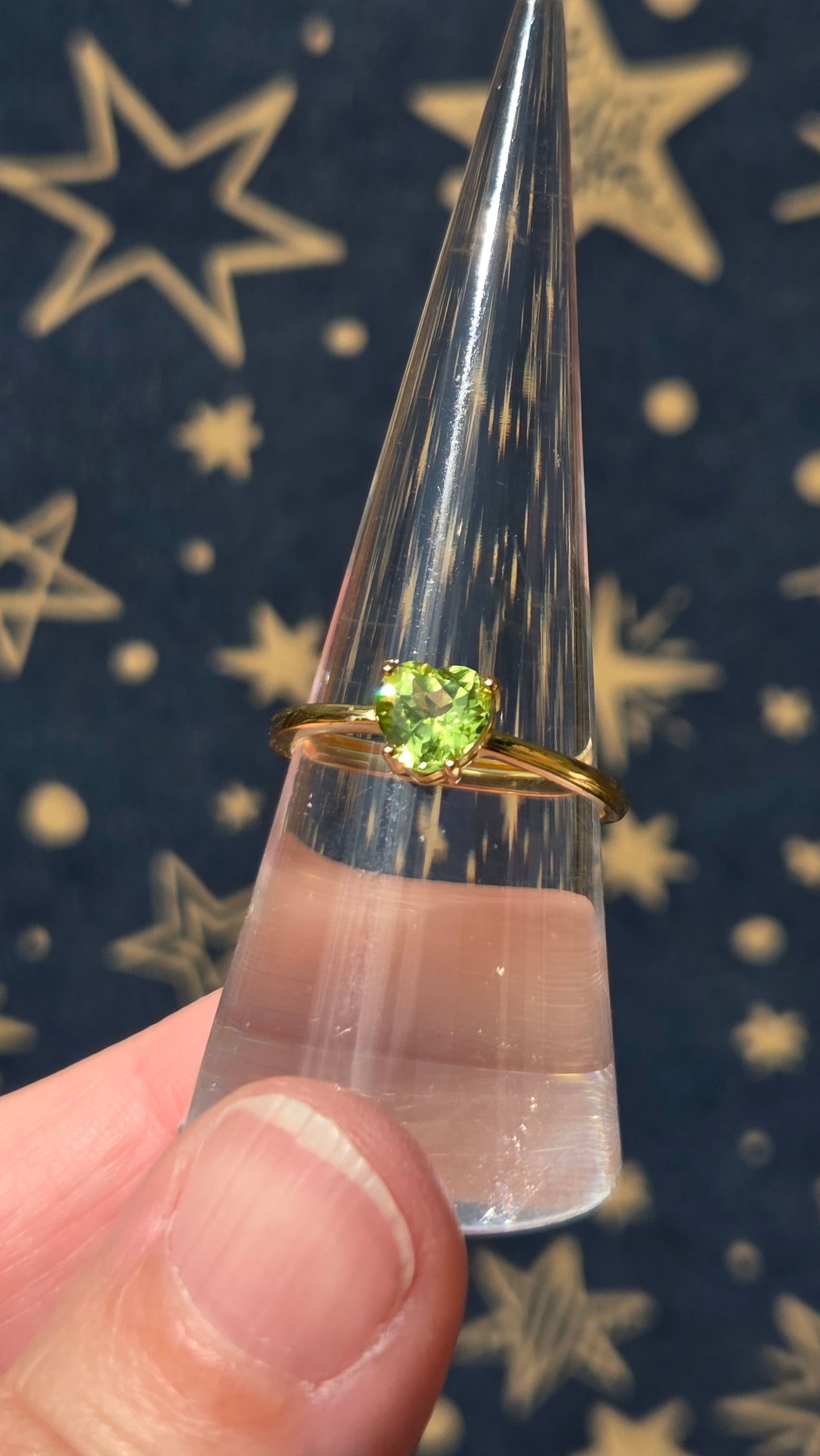 Peridot Heart 18k Gold Plated on 925 Sterling Silver Adjustable Ring