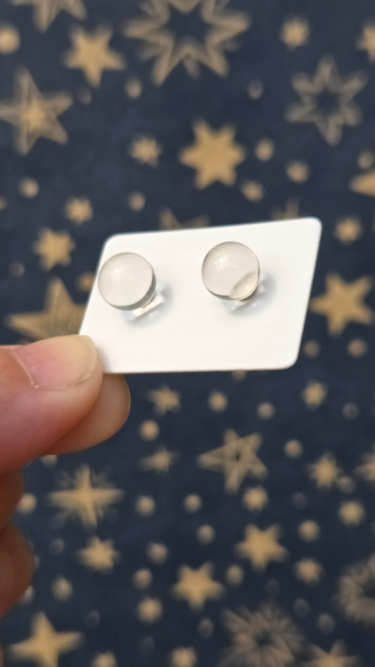 Clear Quartz Crystal Ball 925 Sterling Silver Stud Earrings