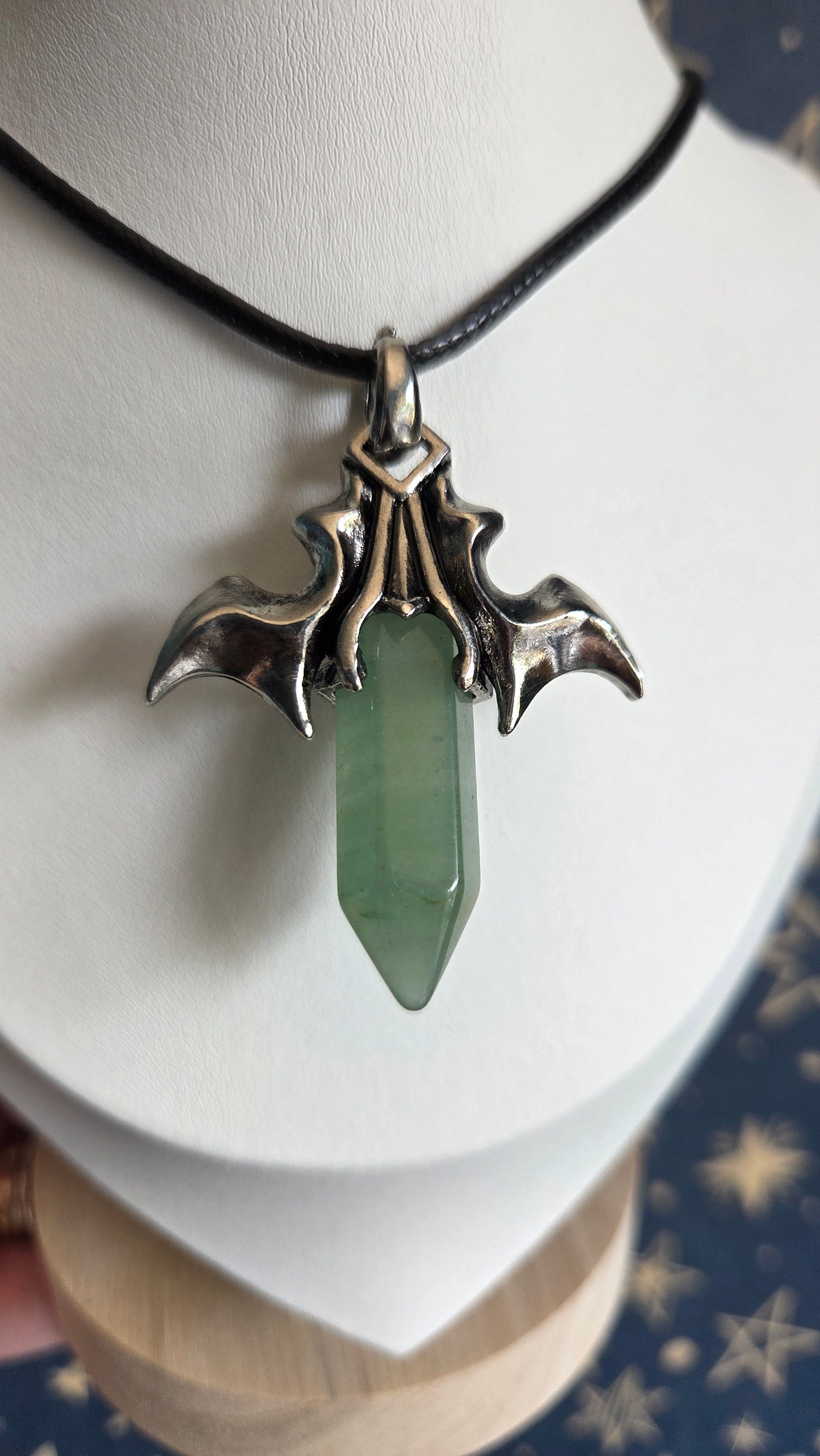 Green Aventurine Bat Point Necklace/Pendant
