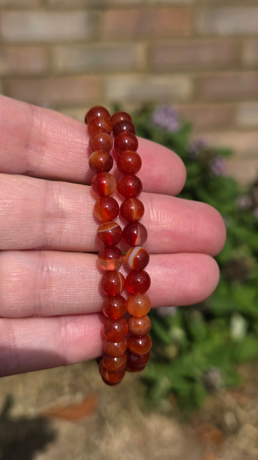 Carnelian 6mm Crystal Beaded Bracelet x1