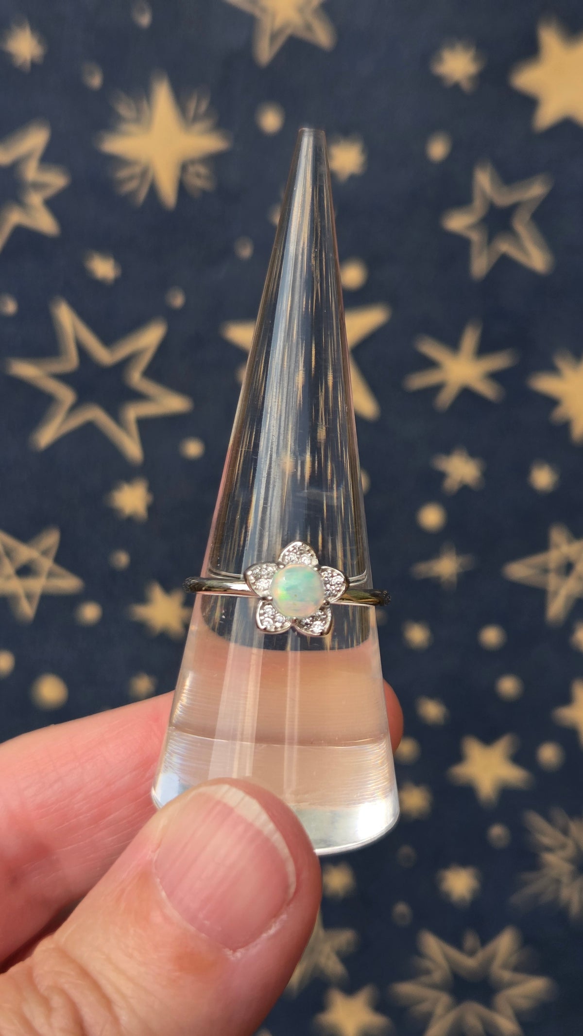 Opal Flower 925 Sterling Silver Adjustable Ring