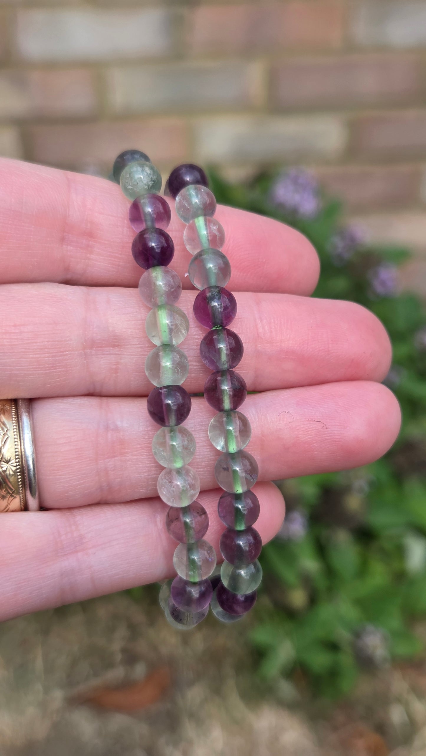Fluorite 6mm Crystal Beaded Bracelet x1