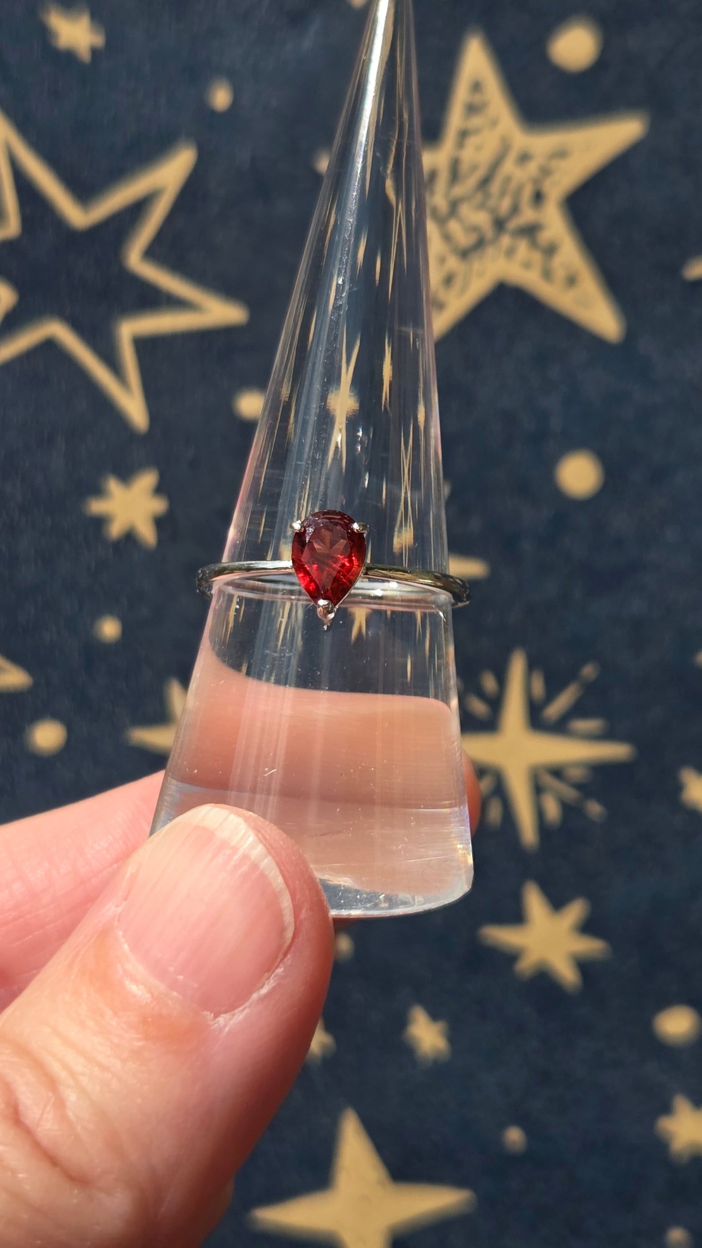 Garnet Teardrop 925 Sterling Silver Adjustable Ring