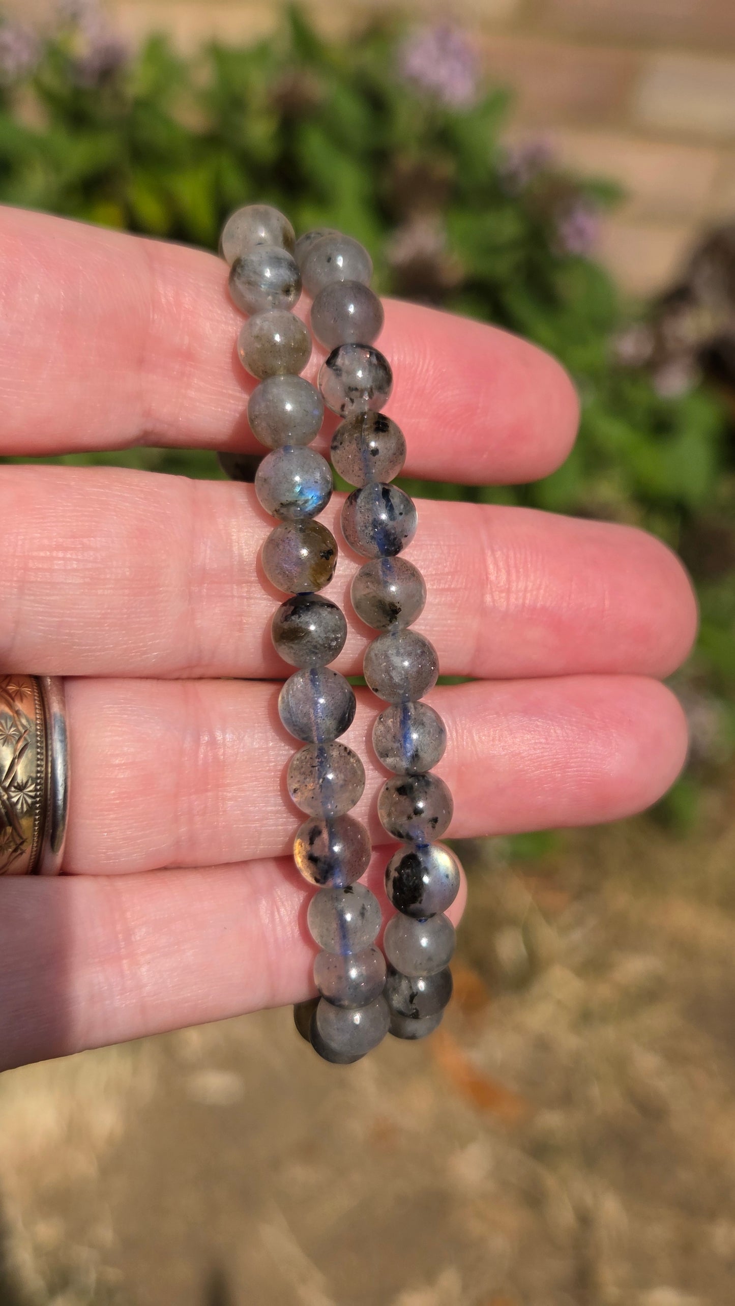 Flashy Labradorite 6mm Crystal Beaded Bracelet x1