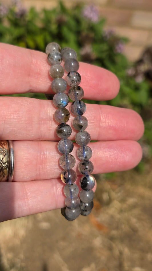 Flashy Labradorite 6mm Crystal Beaded Bracelet x1