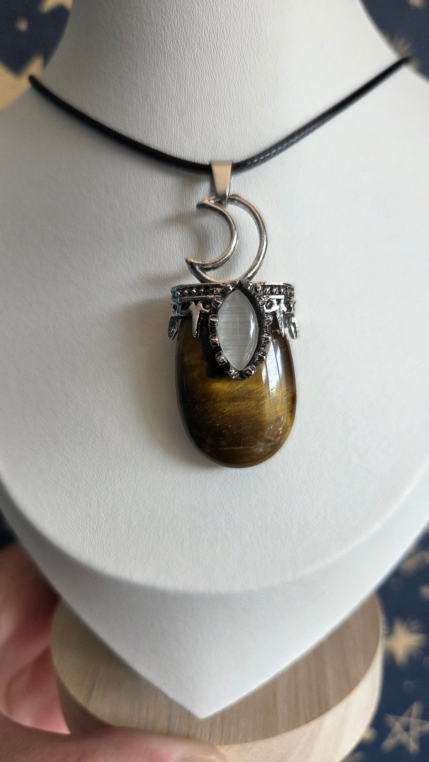 Tigers Eye Moon Necklace/Pendant