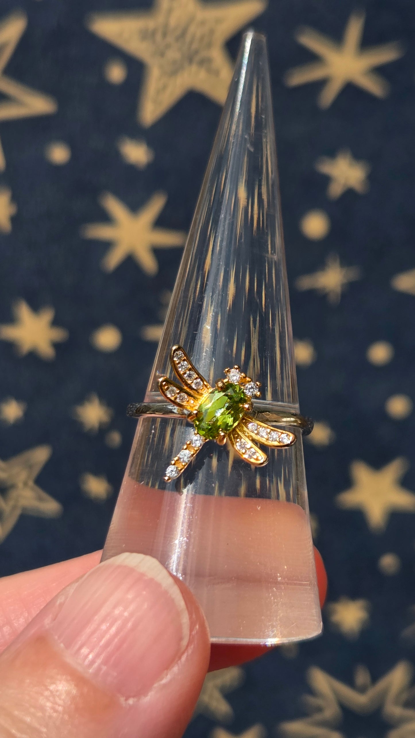 Peridot Dragonfly 925 Sterling Silver Adjustable Ring