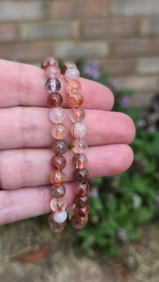Fire Quartz 6mm Crystal Beaded Bracelet x1