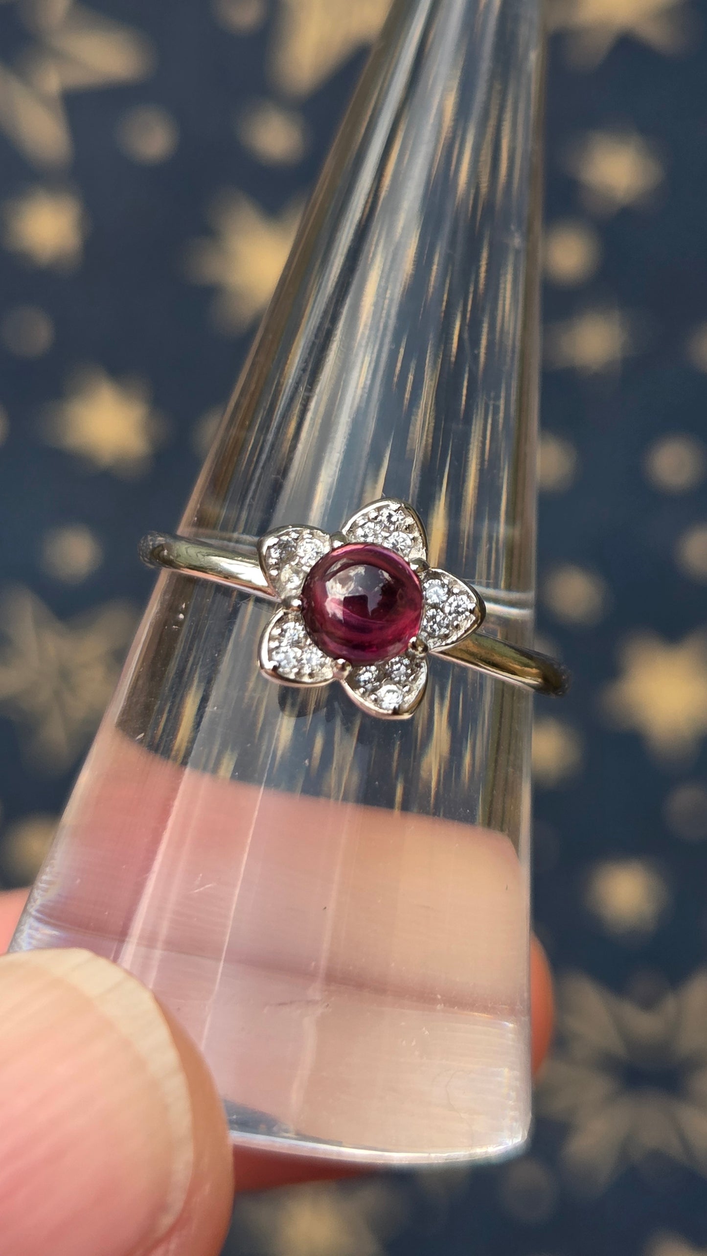 Pink Tourmaline Flower 925 Sterling Silver Adjustable Ring