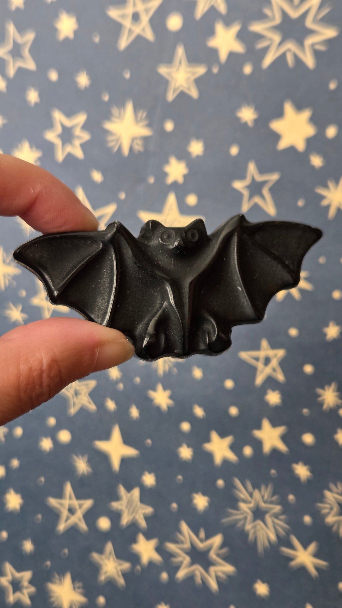 Standing Black Obsidian Bat