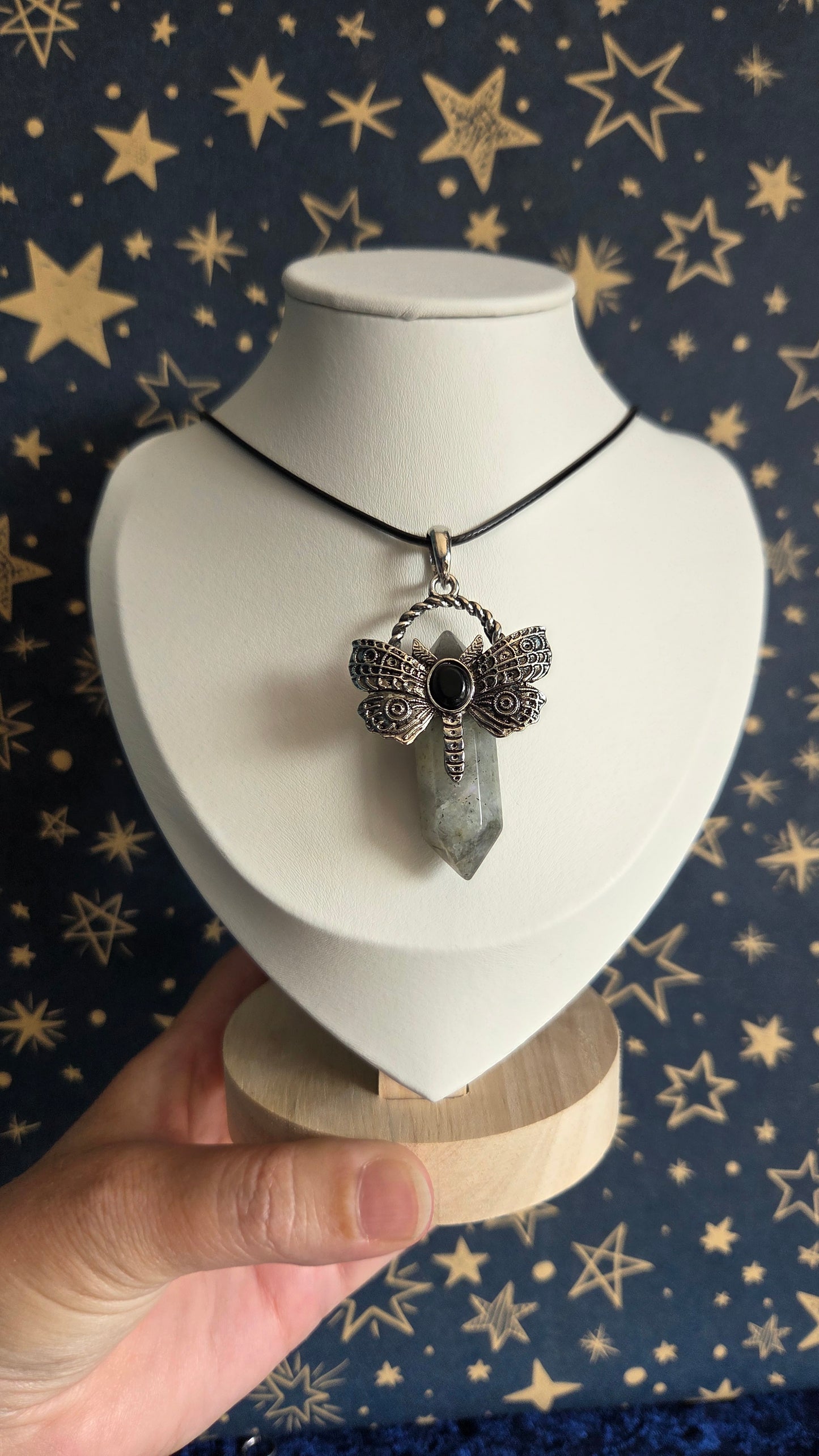 Labradorite Dragonfly Moth Necklace/Pendant