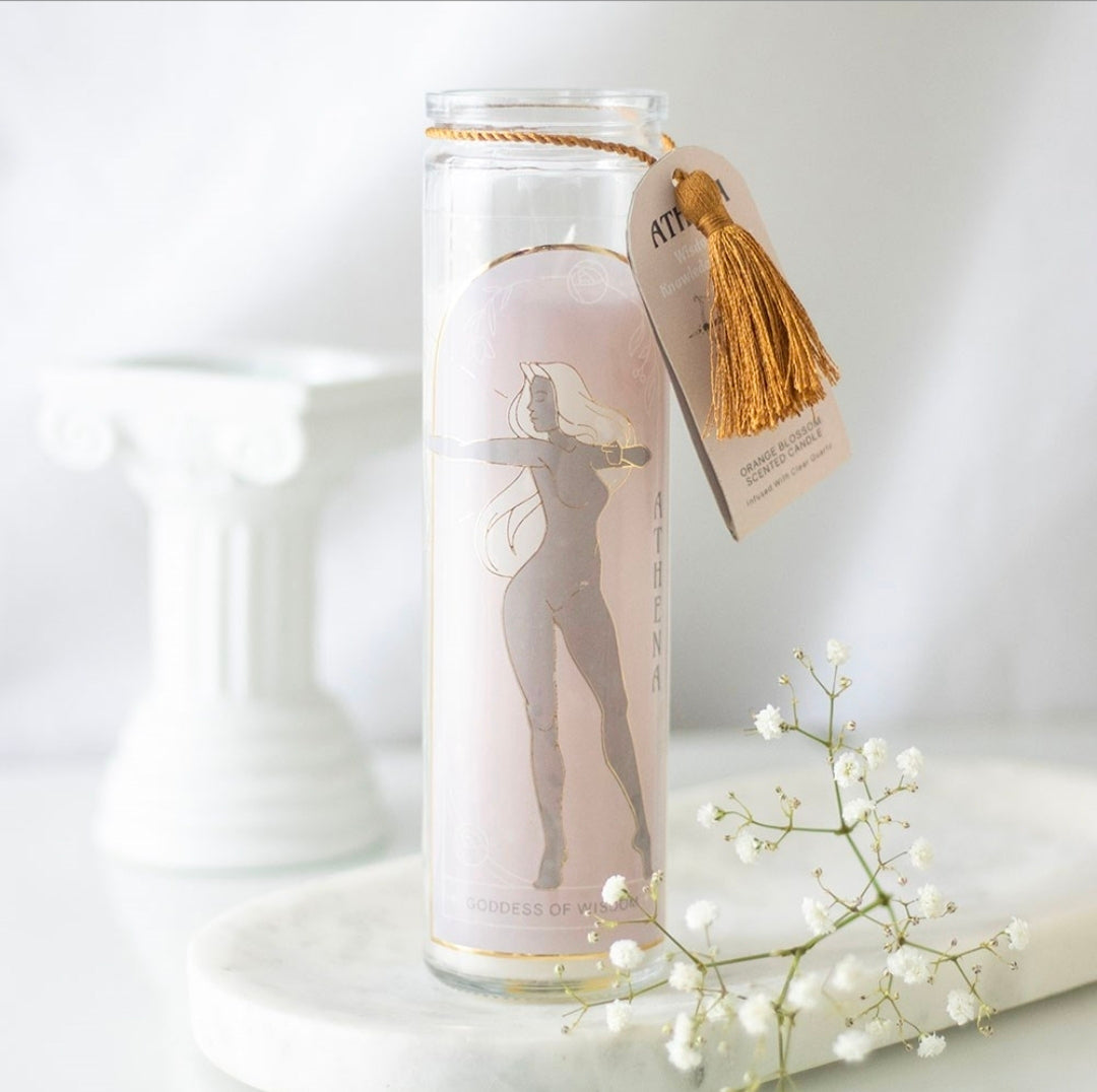 Athens Goddess with Clear Quartz Chips Orange Blossom Scented Candle